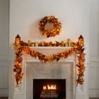 24" Pre-Lit Harvest Daisy Wreath image number 1