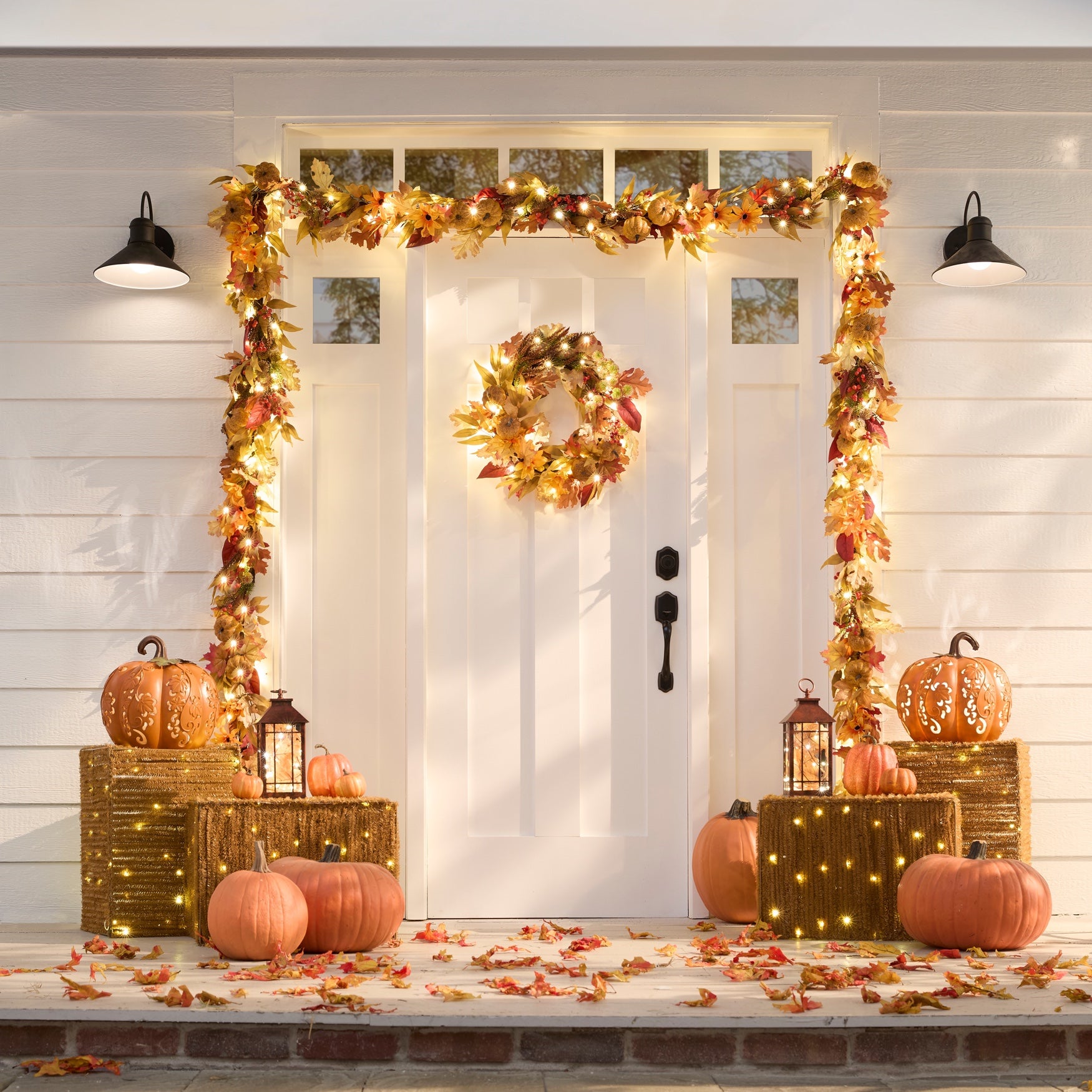 24" Pre-Lit Harvest Daisy Wreath image number 4