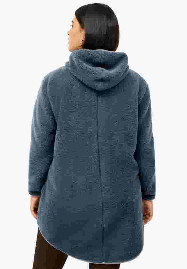 Zip Front Hooded Sherpa Jacket image number 1