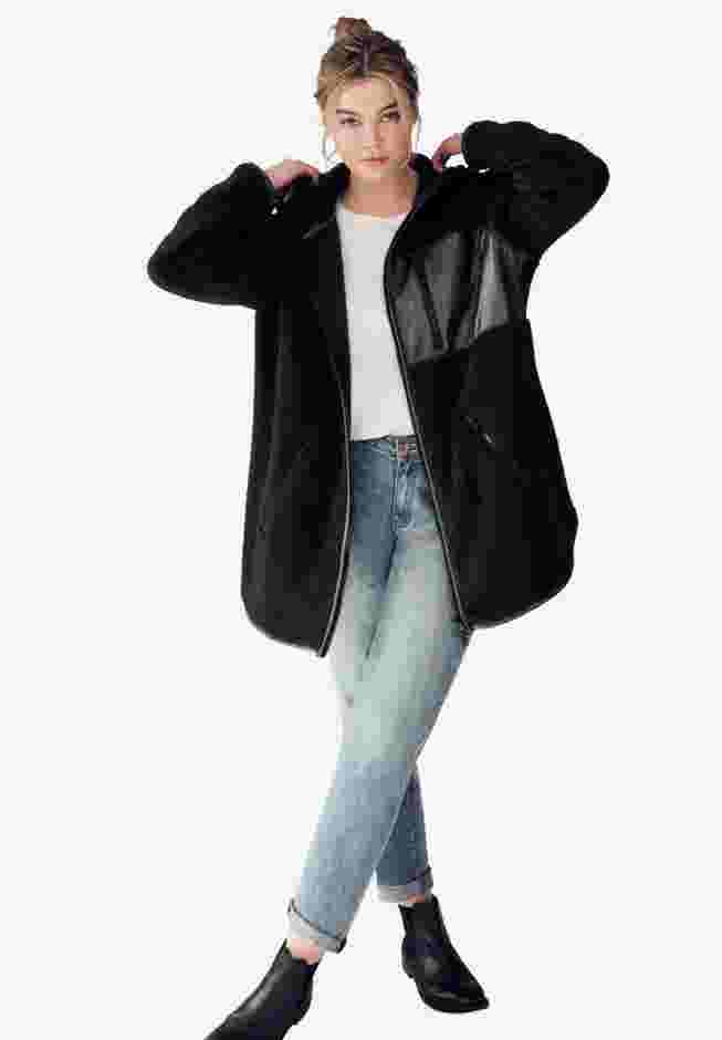 Zip Front Hooded Sherpa Jacket image number 0
