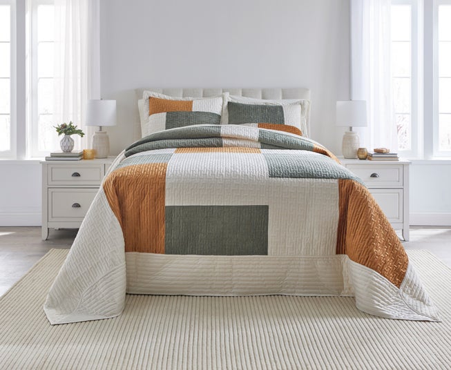 Modern Velvet Patchwork Bedspread image number 0