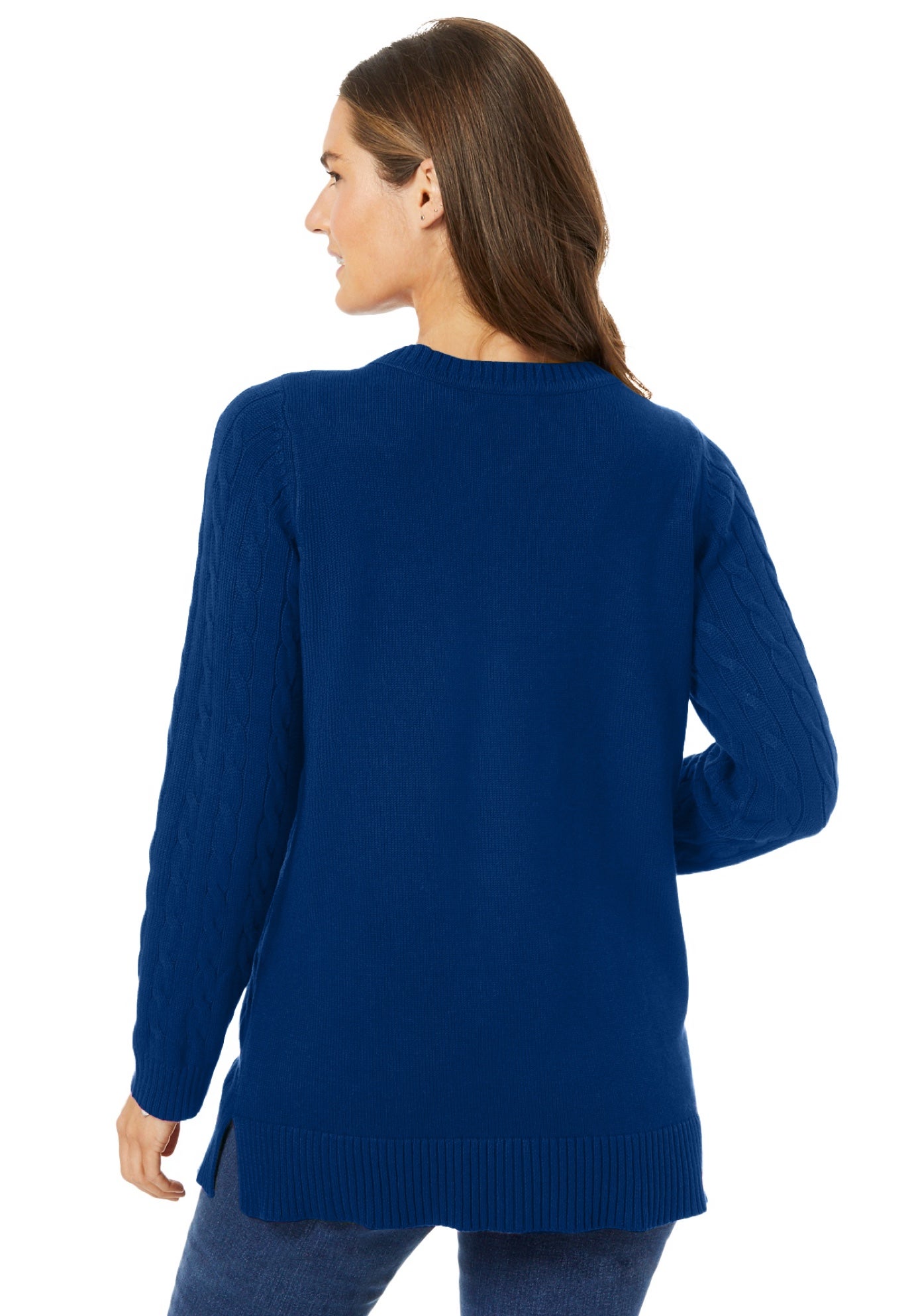 Cable Knit V-Neck Pullover Sweater image number 2