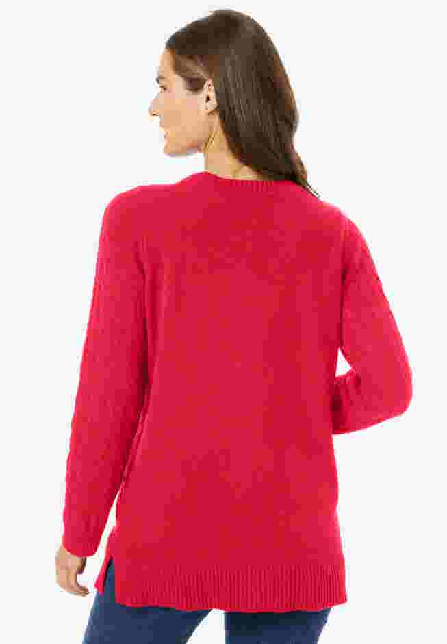 Cable Knit V-Neck Pullover Sweater image number 1