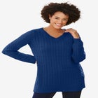 Cable Knit V-Neck Pullover Sweater image number null