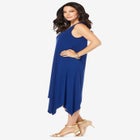 Plus Size Stretch Knit Mid Length Sleeveless Swing Dress image number null