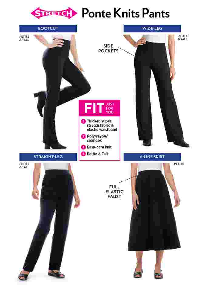 Womens Plus-Size Straight-Leg Stretch Ponte-Knit Pull-On Pants image number 3