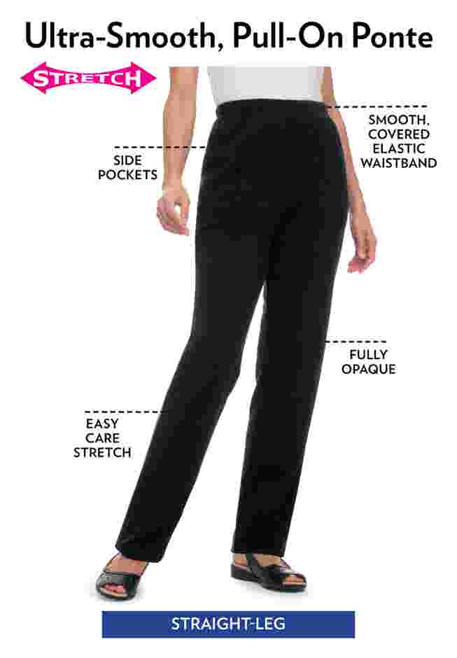 Womens Plus-Size Straight-Leg Stretch Ponte-Knit Pull-On Pants image number 4