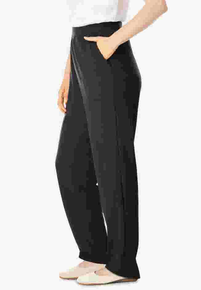 Womens Plus-Size Straight-Leg Stretch Ponte-Knit Pull-On Pants image number 2