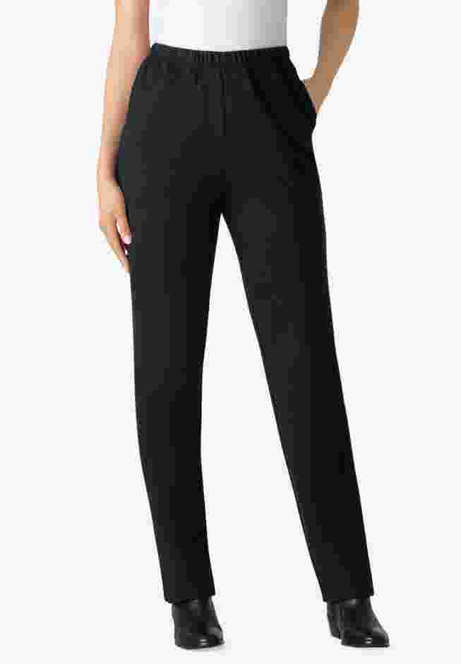 Womens Plus-Size Straight-Leg Stretch Ponte-Knit Pull-On Pants image number 0
