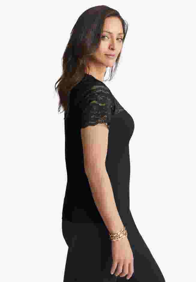 Stretch Lace Neckline Top image number 2