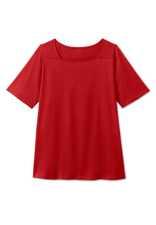 Perfect Elbow-Sleeve Square-Neck Tee image number 3