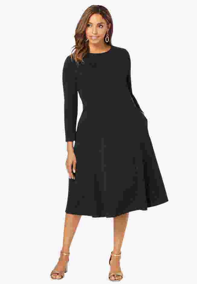 Long Sleeve Stretch Ponte Dress image number 0
