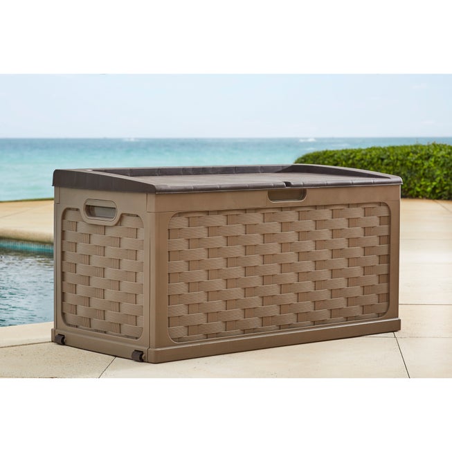 88-Gallon Basketweave Deck Storage Bench image number null