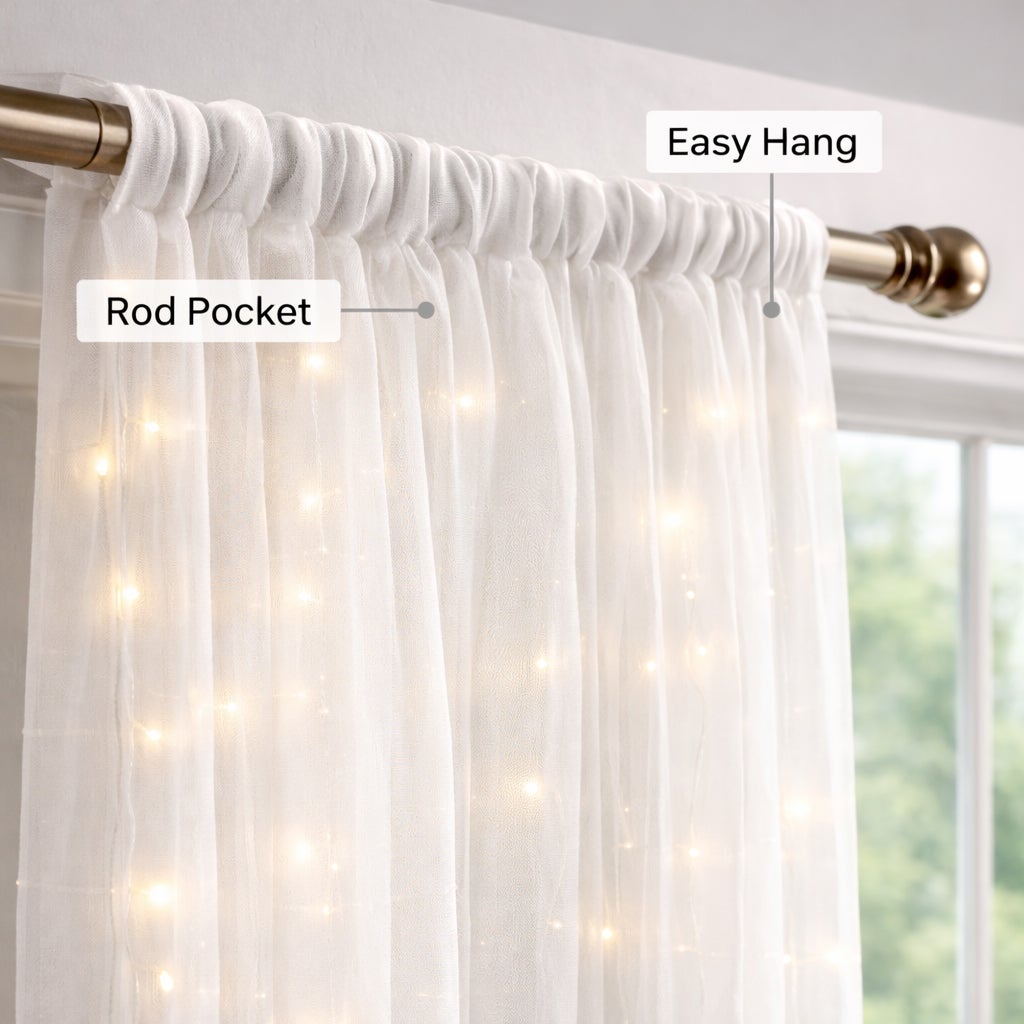 Pre-Lit Rod-Pocket Curtain Panel image number 3
