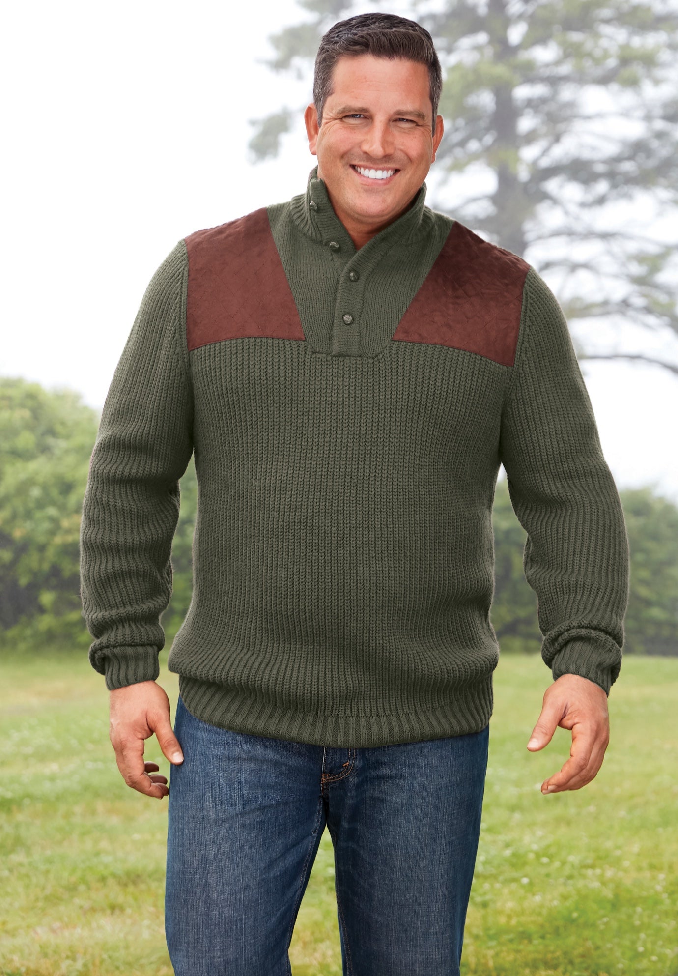 Patch Sweater with Mock Neck image number 2