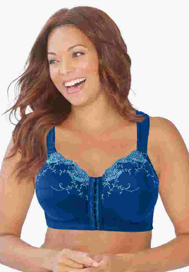 Front-Close Embroidered Wireless Posture Bra image number 6