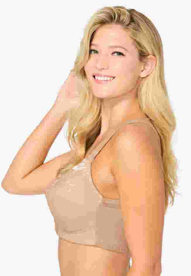 Front-Close Embroidered Wireless Posture Bra image number 2