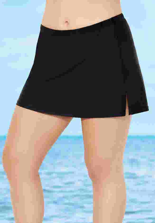 Side-Split Swim Skirt with Built-in Tummy Control Brief image number 0