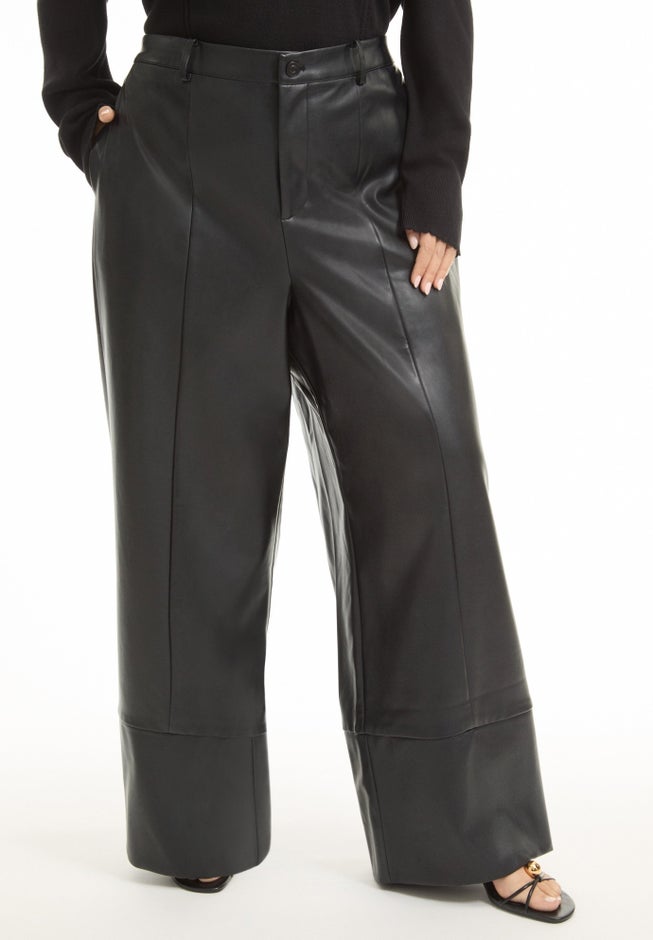 Cuffed Faux Leather Pants image number 2