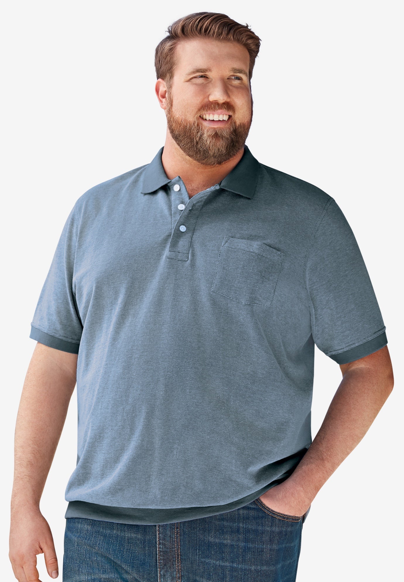 No Tuck Pocket Shrink-Less&trade; Cotton Polo Shirt image number 2