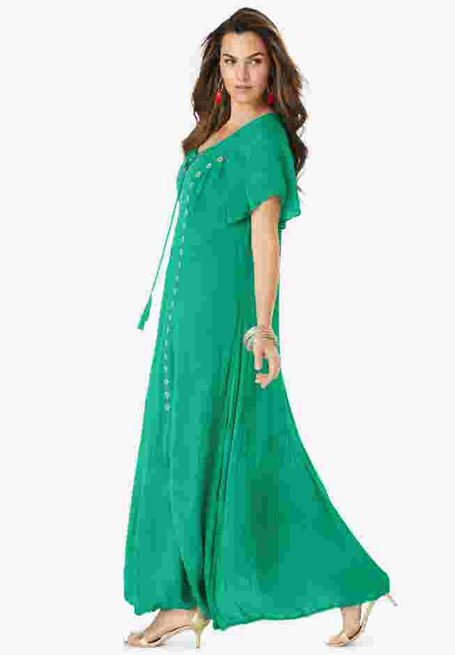 Aline Embroidered Crinkle Maxi Dress image number 2