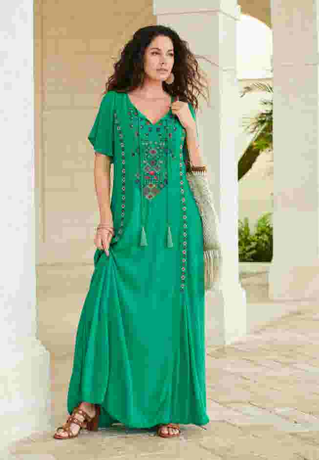 Aline Embroidered Crinkle Maxi Dress image number 3
