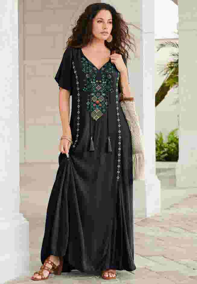 Aline Embroidered Crinkle Maxi Dress image number 0