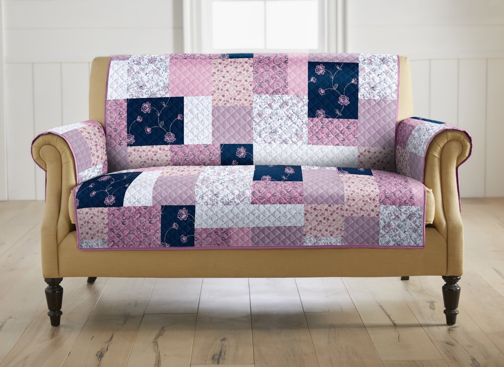 Printed Faux Patchwork Loveseat Protector image number 0