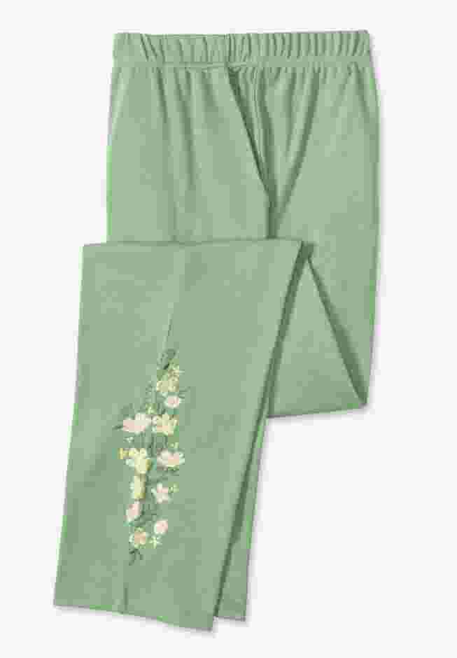 7-Day Knit Embroidered Straight-Leg Pull-On Pants image number 3