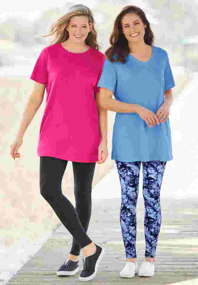 Stretch-Cotton Knit Pull-On Printed Pocket Leggings image number 5