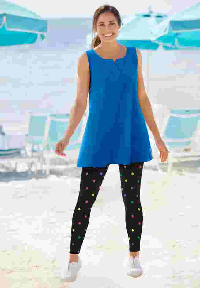 Stretch-Cotton Knit Pull-On Printed Pocket Leggings image number 0