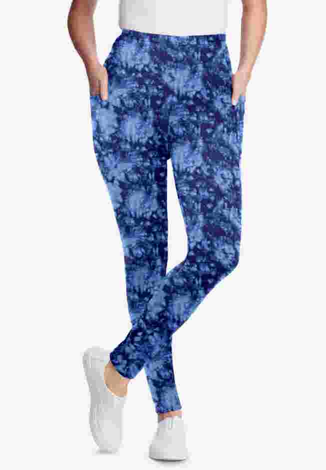 Stretch-Cotton Knit Pull-On Printed Pocket Leggings image number 0