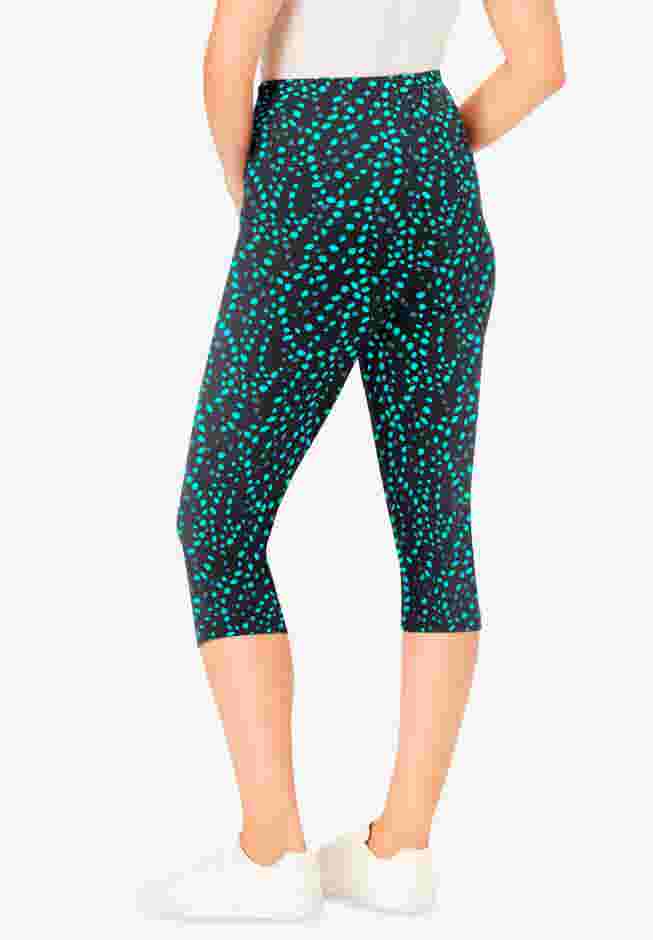 Stretch-Cotton Knit Pull-On Printed Pocket Capri Leggings image number 1