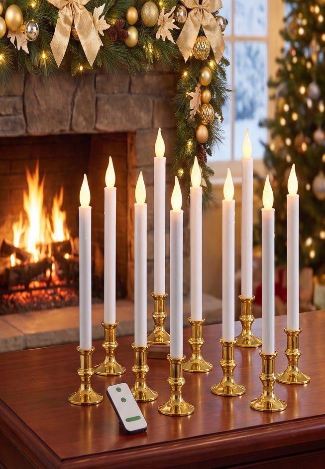 Remote Controlled Tapered LED Candles, Set of 10 image number 1