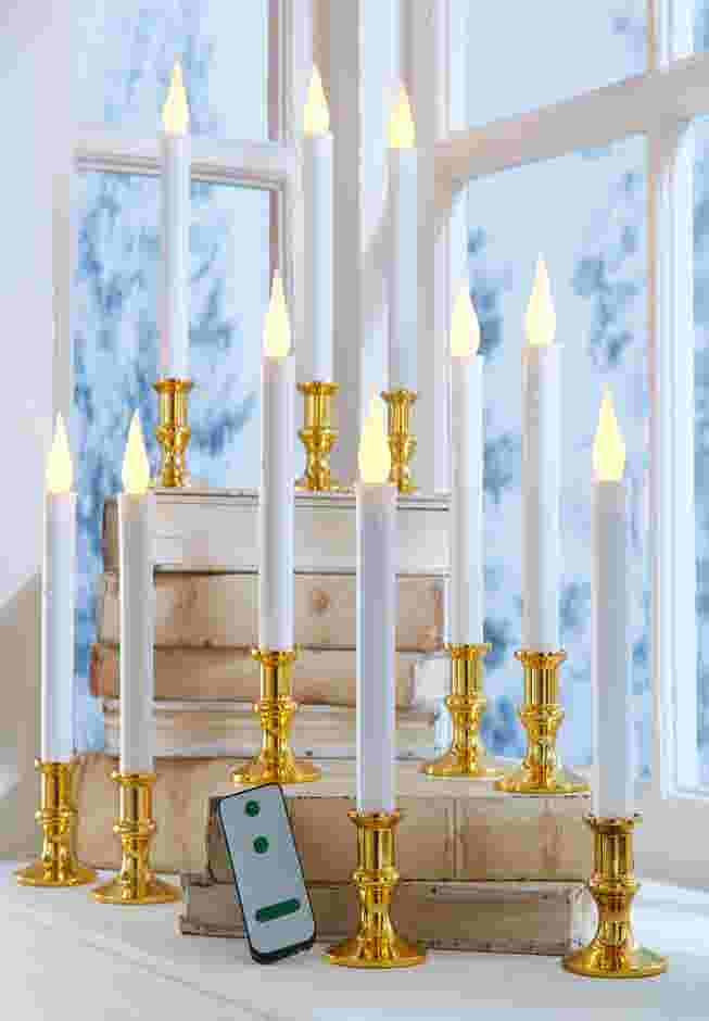 Set of 10 Taper LED Candles with Remote image number 0