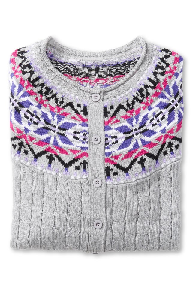 Fair Isle Cardigan Sweater image number 4