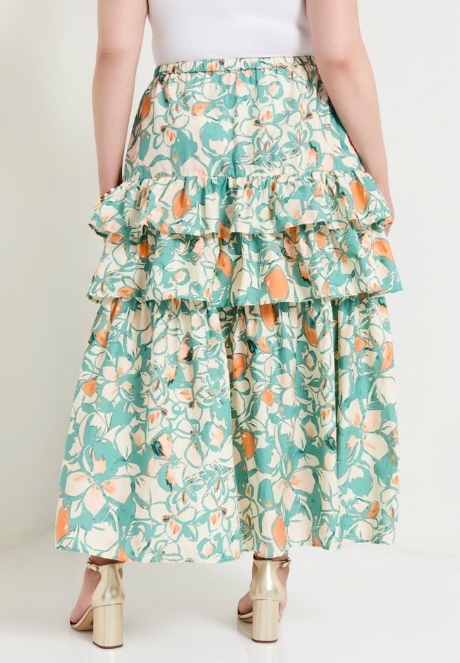 Poplin Tiered Midi Skirt image number 1