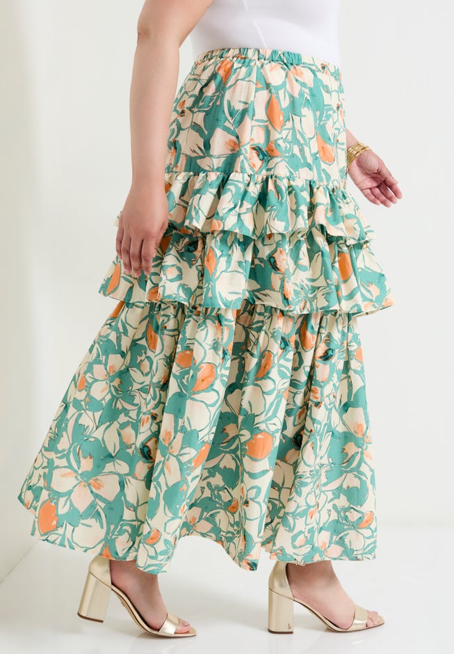 Poplin Tiered Midi Skirt image number 2