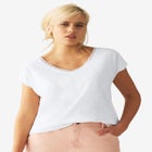 V-Neck A-Line Crochet Trim Tee image number null
