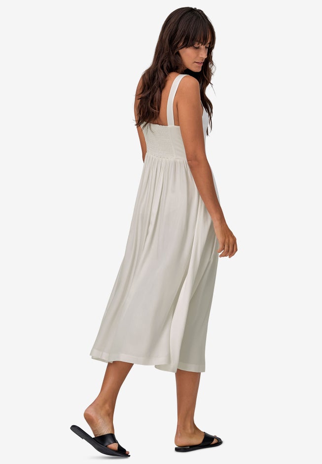 Button-Front A-Line Midi Dress image number 1