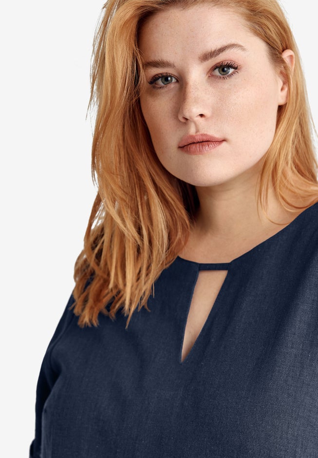 navy blue dress for baby girl Donna Karan New York Women's Linen-Blend A-Line Dress main image 0