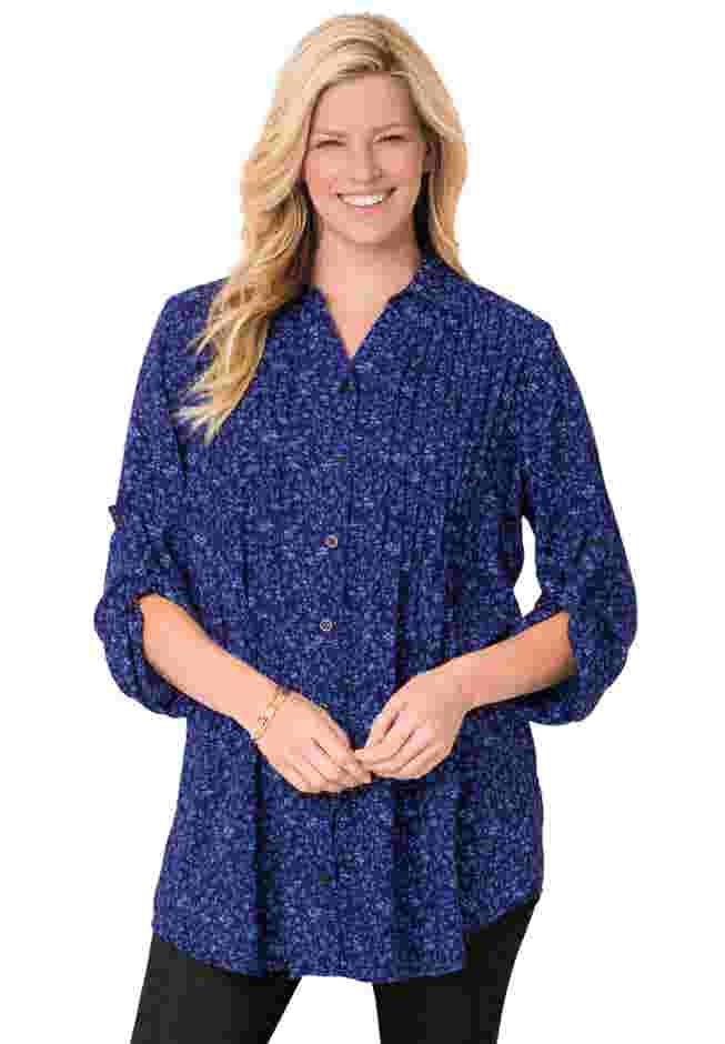 Rayon 7-Day Pintucked Tunic Blouse image number 3