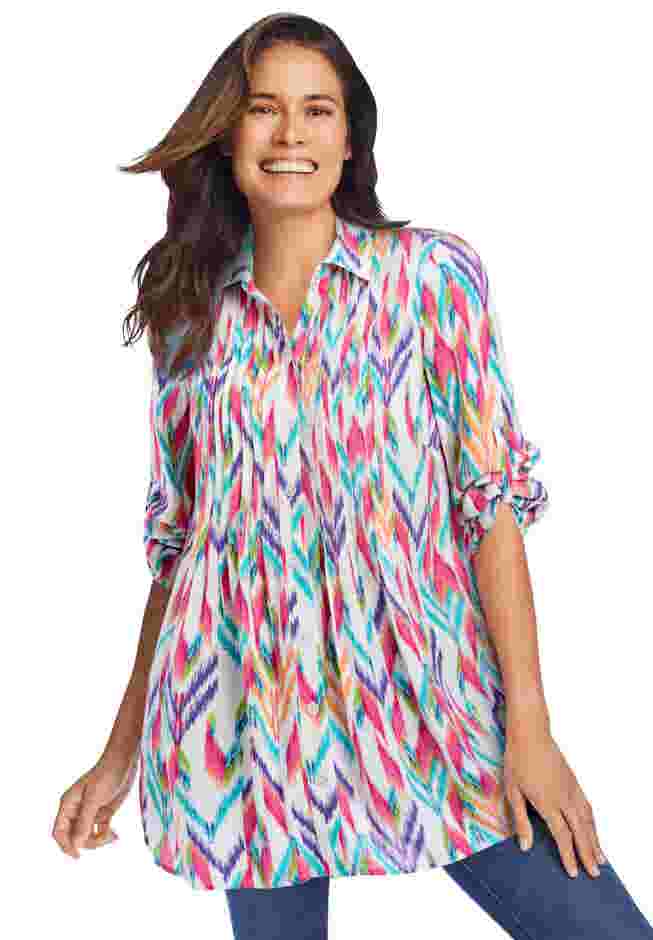 Rayon 7-Day Pintucked Tunic Blouse image number 4
