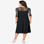 Plus Size 3/4 Sleeve Allover Lace Swing Dress image number null