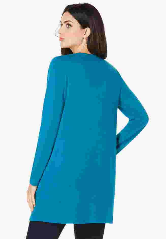 Plus Size Two Pocket Long Sleeve Soft Knit Tunic image number 1