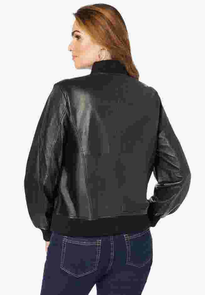 Leather Bomber Jacket image number 1