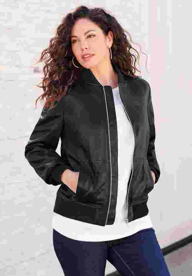 Leather Bomber Jacket image number 4