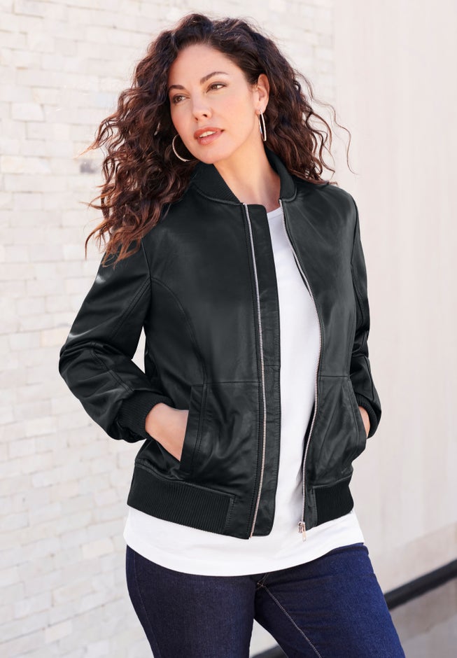 Leather Bomber Jacket image number 4