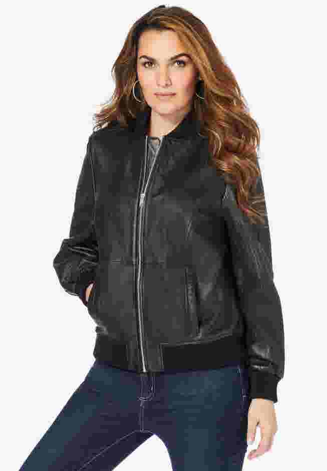 Leather Bomber Jacket image number 0