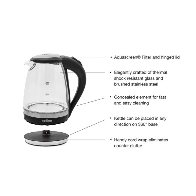 Salton® Compact Cordless Electric Glass Kettle image number null